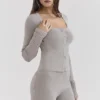 Aspen Grey Cashmere Ribbed Cuff Cardigan Aspen Grey Cashmere Ribbed Cuff Cardigan