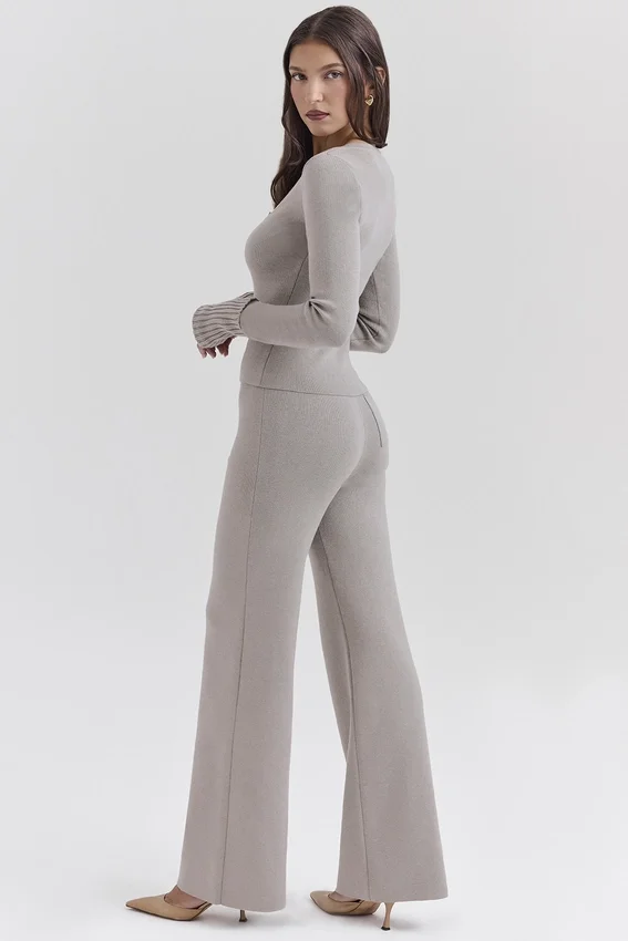 Aspen Grey Cashmere Ribbed Cuff Cardigan Aspen Grey Cashmere Ribbed Cuff Cardigan
