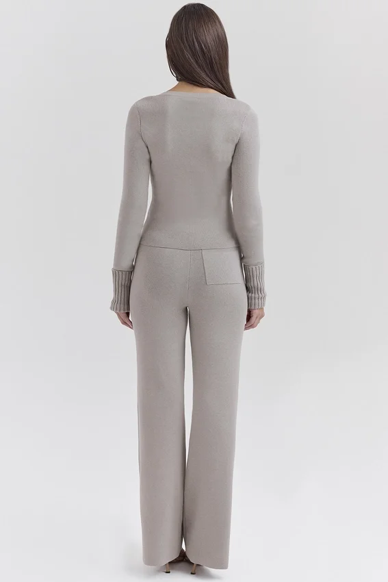Aspen Grey Cashmere Ribbed Cuff Cardigan Aspen Grey Cashmere Ribbed Cuff Cardigan