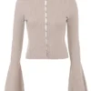 Aster Biscuit Wool Cashmere Long Sleeve Cardigan