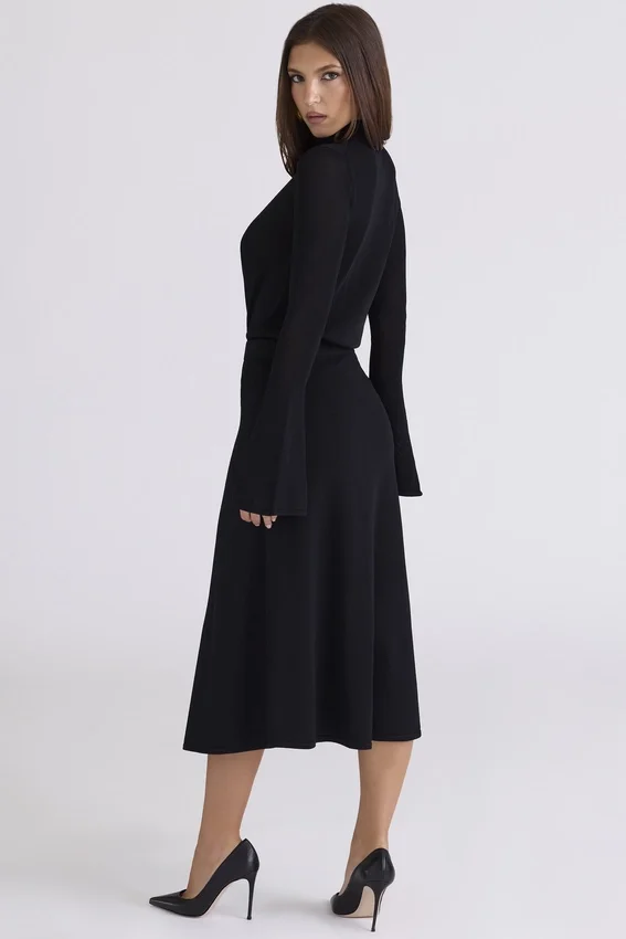 Asti Black A-Line Midi Skirt Asti Black A-Line Midi Skirt