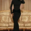 Athena Black Long Sleeve Crepe Jersey Maxi Dress Athena Black Long Sleeve Crepe Jersey Maxi Dress