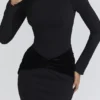 Athena Black Long Sleeve Crepe Jersey Maxi Dress Athena Black Long Sleeve Crepe Jersey Maxi Dress