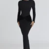 Athena Black Long Sleeve Crepe Jersey Maxi Dress Athena Black Long Sleeve Crepe Jersey Maxi Dress