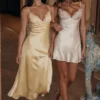 Athenea Ivory Satin Bias Cut Mini Dress Athenea Ivory Satin Bias Cut Mini Dress