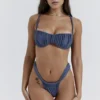 Athens Deep Blue Gathered High Leg Bikini Bottom Athens Deep Blue Gathered High Leg Bikini Bottom