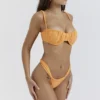 Athens Light Orange Gathered High Leg Bikini Bottom