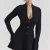 Aubrey Black Wool Knitted Cardigan Dress Aubrey Black Wool Knitted Cardigan Dress