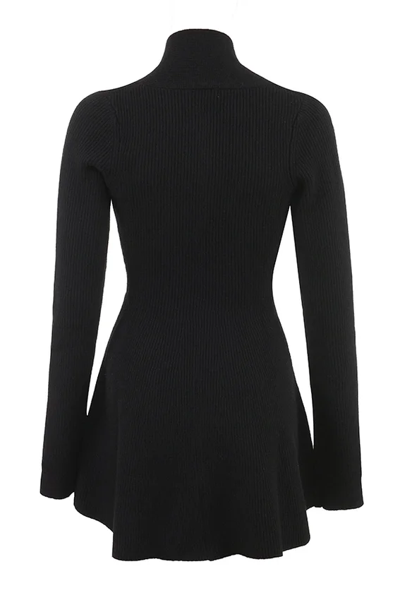 Aubrey Black Wool Knitted Cardigan Dress Aubrey Black Wool Knitted Cardigan Dress