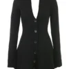 Aubrey Black Wool Knitted Cardigan Dress Aubrey Black Wool Knitted Cardigan Dress