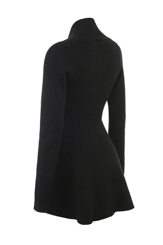 Aubrey Black Wool Knitted Cardigan Dress Aubrey Black Wool Knitted Cardigan Dress