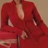 Aubrey Red Pure New Wool Cardigan Mini Dress Aubrey Red Pure New Wool Cardigan Mini Dress