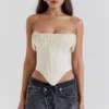 Aubrie Vintage Cream Embellished Satin Corset Aubrie Vintage Cream Embellished Satin Corset