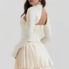 Aubrie Vintage Cream Embellished Satin Corset Aubrie Vintage Cream Embellished Satin Corset