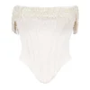 Aubrie Vintage Cream Embellished Satin Corset Aubrie Vintage Cream Embellished Satin Corset