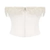 Aubrie Vintage Cream Embellished Satin Corset Aubrie Vintage Cream Embellished Satin Corset