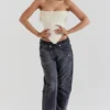 Aubrie Vintage Cream Embellished Satin Corset Aubrie Vintage Cream Embellished Satin Corset