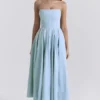 Audrey Tuscan Blue Strapless Midi Sundress Audrey Tuscan Blue Strapless Midi Sundress