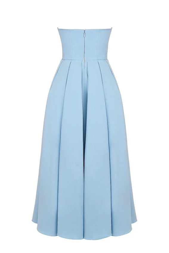 Audrey Tuscan Blue Strapless Midi Sundress Audrey Tuscan Blue Strapless Midi Sundress