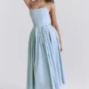 Audrey Tuscan Blue Strapless Midi Sundress Audrey Tuscan Blue Strapless Midi Sundress
