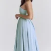 Audrey Tuscan Blue Strapless Midi Sundress Audrey Tuscan Blue Strapless Midi Sundress