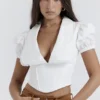 Augusta White Pin Tuck Top