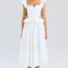 Augustine White Embroidered Cotton Midi Skirt Augustine White Embroidered Cotton Midi Skirt