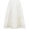 Augustine White Embroidered Cotton Midi Skirt Augustine White Embroidered Cotton Midi Skirt