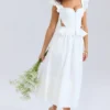 Augustine White Embroidered Cotton Midi Skirt Augustine White Embroidered Cotton Midi Skirt
