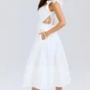 Augustine White Embroidered Cotton Midi Skirt Augustine White Embroidered Cotton Midi Skirt