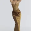 Aurelia Bronze Brocade Satin Corset Maxi Dress Aurelia Bronze Brocade Satin Corset Maxi Dress
