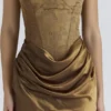Aurelia Bronze Brocade Satin Corset Maxi Dress Aurelia Bronze Brocade Satin Corset Maxi Dress