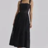 Ava Black Cotton Placement Broderie Anglaise Midi Dress Ava Black Cotton Placement Broderie Anglaise Midi Dress