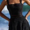 Ava Black Cotton Placement Broderie Anglaise Midi Dress Ava Black Cotton Placement Broderie Anglaise Midi Dress