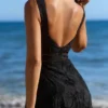 Ava Black Cotton Placement Broderie Anglaise Midi Dress Ava Black Cotton Placement Broderie Anglaise Midi Dress