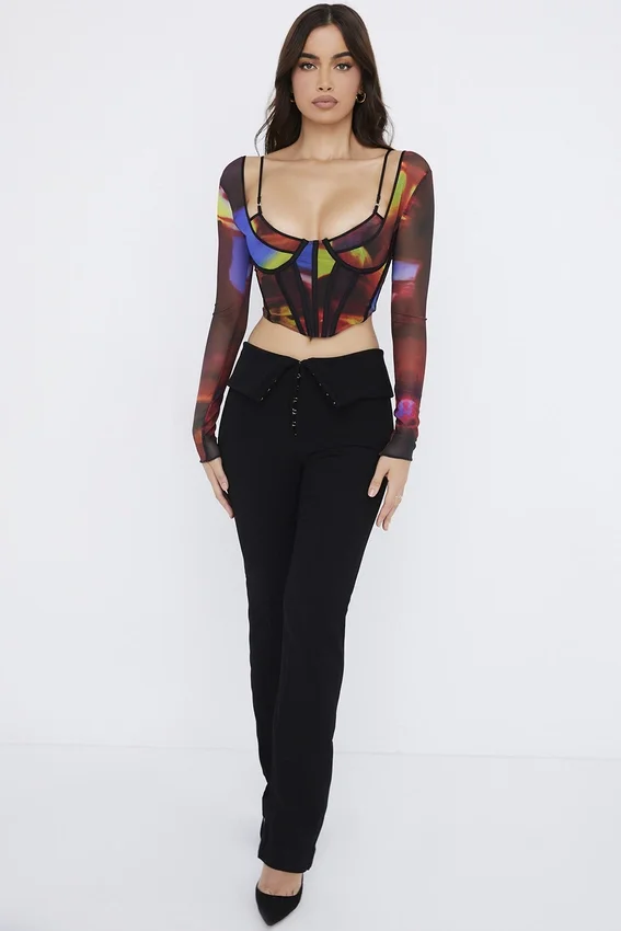 Ava Black Fold Front Trousers Ava Black Fold Front Trousers