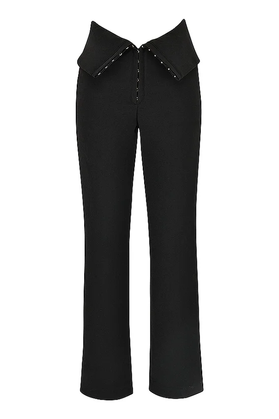 Ava Black Fold Front Trousers Ava Black Fold Front Trousers