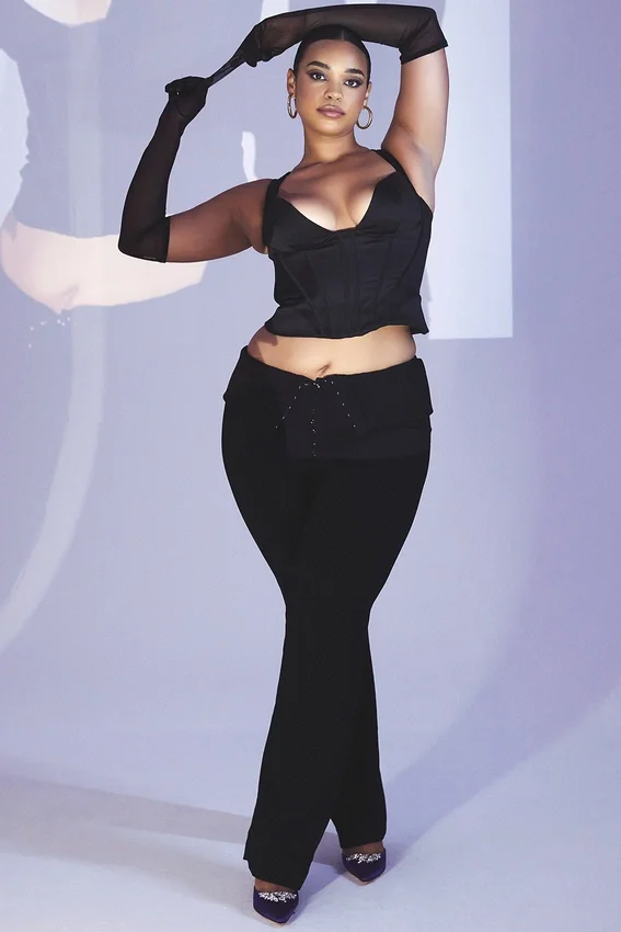 Ava Black Fold Front Trousers Ava Black Fold Front Trousers