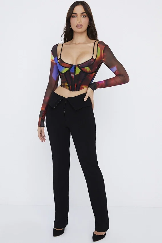 Ava Black Fold Front Trousers Ava Black Fold Front Trousers