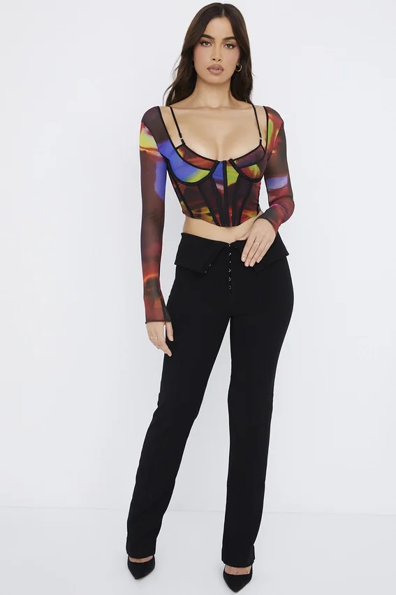 Ava Black Fold Front Trousers Ava Black Fold Front Trousers
