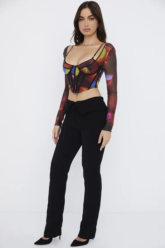 Ava Black Fold Front Trousers Ava Black Fold Front Trousers
