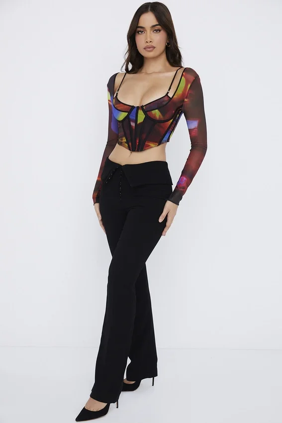 Ava Black Fold Front Trousers Ava Black Fold Front Trousers