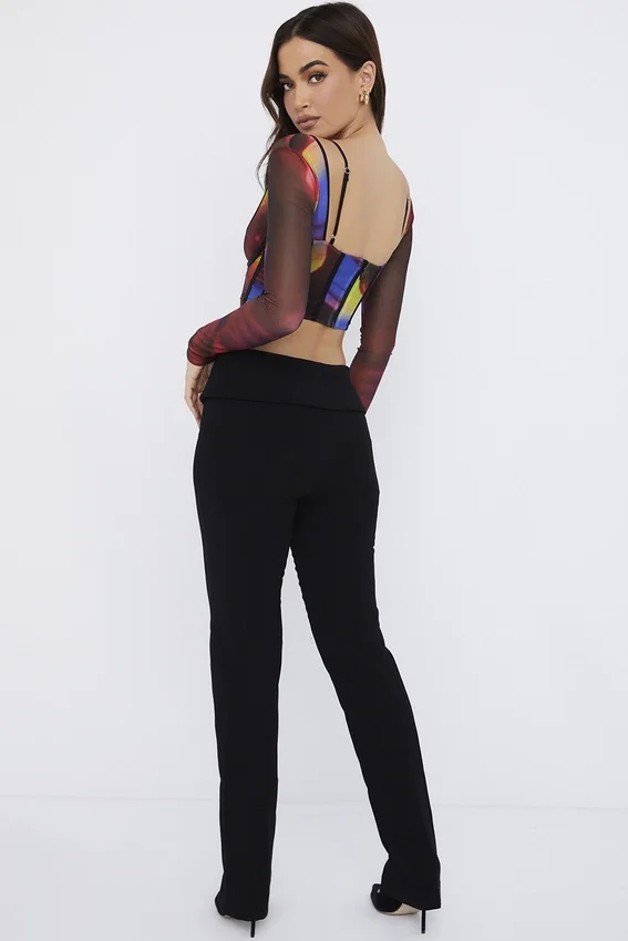 Ava Black Fold Front Trousers Ava Black Fold Front Trousers