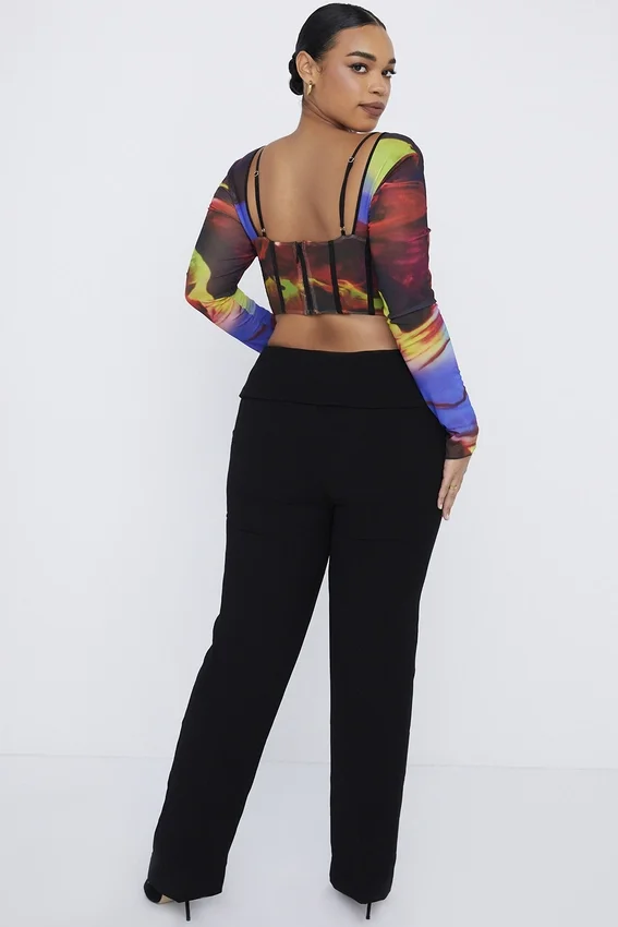 Ava Black Fold Front Trousers Ava Black Fold Front Trousers