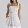 Ava White Custom Lace Cotton Broderie Anglaise Mini Sundress Ava White Custom Lace Cotton Broderie Anglaise Mini Sundress