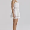 Ava White Custom Lace Cotton Broderie Anglaise Mini Sundress Ava White Custom Lace Cotton Broderie Anglaise Mini Sundress
