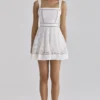 Ava White Custom Lace Cotton Broderie Anglaise Mini Sundress Ava White Custom Lace Cotton Broderie Anglaise Mini Sundress
