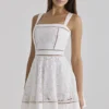 Ava White Custom Lace Cotton Broderie Anglaise Mini Sundress Ava White Custom Lace Cotton Broderie Anglaise Mini Sundress