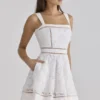Ava White Custom Lace Cotton Broderie Anglaise Mini Sundress Ava White Custom Lace Cotton Broderie Anglaise Mini Sundress