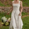 Ava White Stretch Cotton Broderie Anglaise Midi Dress Ava White Stretch Cotton Broderie Anglaise Midi Dress